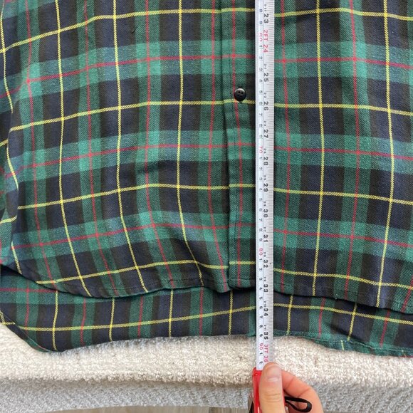 Vintage  Champion Plaid Cotton Flannel Shirt Large Green/Red Workwear Button-Up - Picture 9 of 15